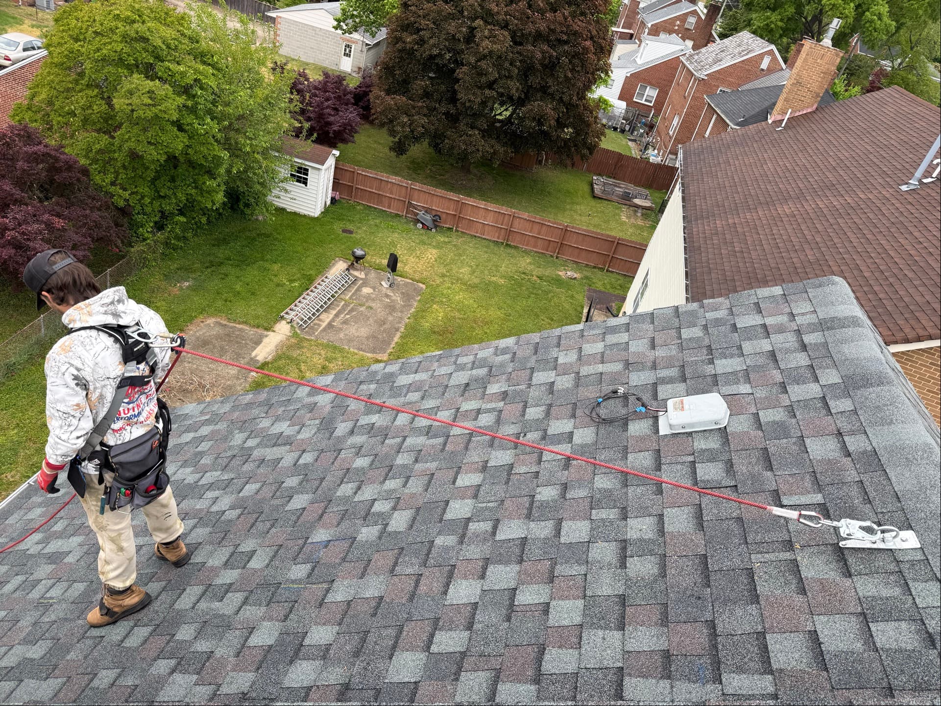 Raymond, VA — panels detached, roof clear for reroof.